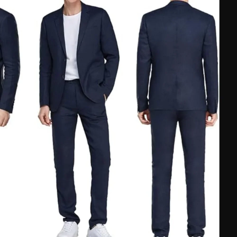 NWT NAVY 100% Linen Slim-Fit Suit, Two-Button Blazer & Slacks